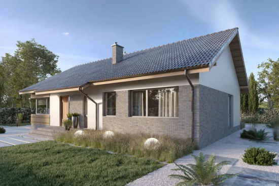 Boční pohled na moderní architekturu domu Glory